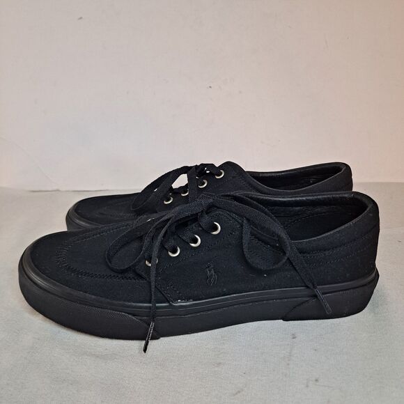 Polo Ralph Lauren Faxon X Low Cut Canvas Court Sneaker Mens Sz 8 Black Canvas - Picture 2 of 10